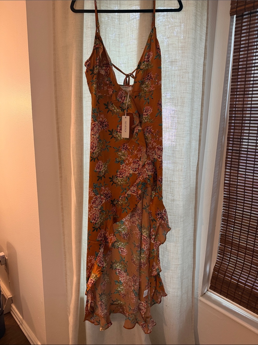 Floral Ruffle Slip Dress - Mustard Floral